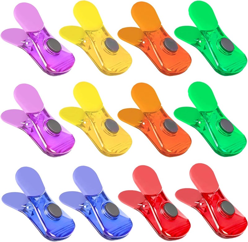 Ninth Five Bag Clips, 12 Pack Food Chip Snack Bag Sealing Clips, Color Refrigerator Magnet Air-Tight Clip for Home Kitchen Storage - Image 1